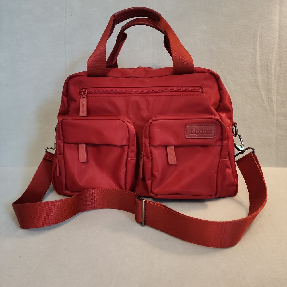 LIPAULT Burgundy Weekender Travel Bag Water Resistant Luggage Trolley SleeveREAD